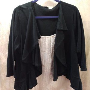 Size 2x Sharagano Studio women's black and white faux sweater with three quarter